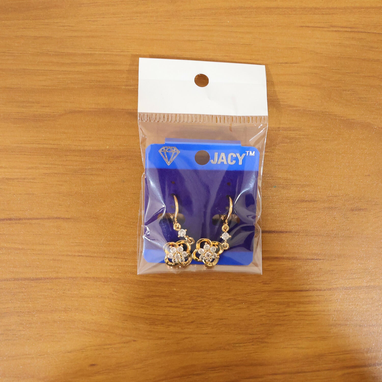 Gold-Tone Crystal Floral Drop Hoop Earrings for Women