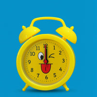 Yellow Smiley Face Twin Bell Alarm Clock for Kids | Cute Cartoon Expression Table Clock | Loud Alarm, Easy-to-Read Numbers, Battery Operated Decorative Desk & Bedside Clock for Home, Study, Bedroom & Gifts
