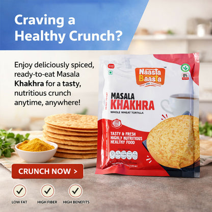 Naasta Baasta Masala Khakhra Whole Wheat Tortilla Ready To Eat Tasty & Fresh Healthy Snack(200gm)