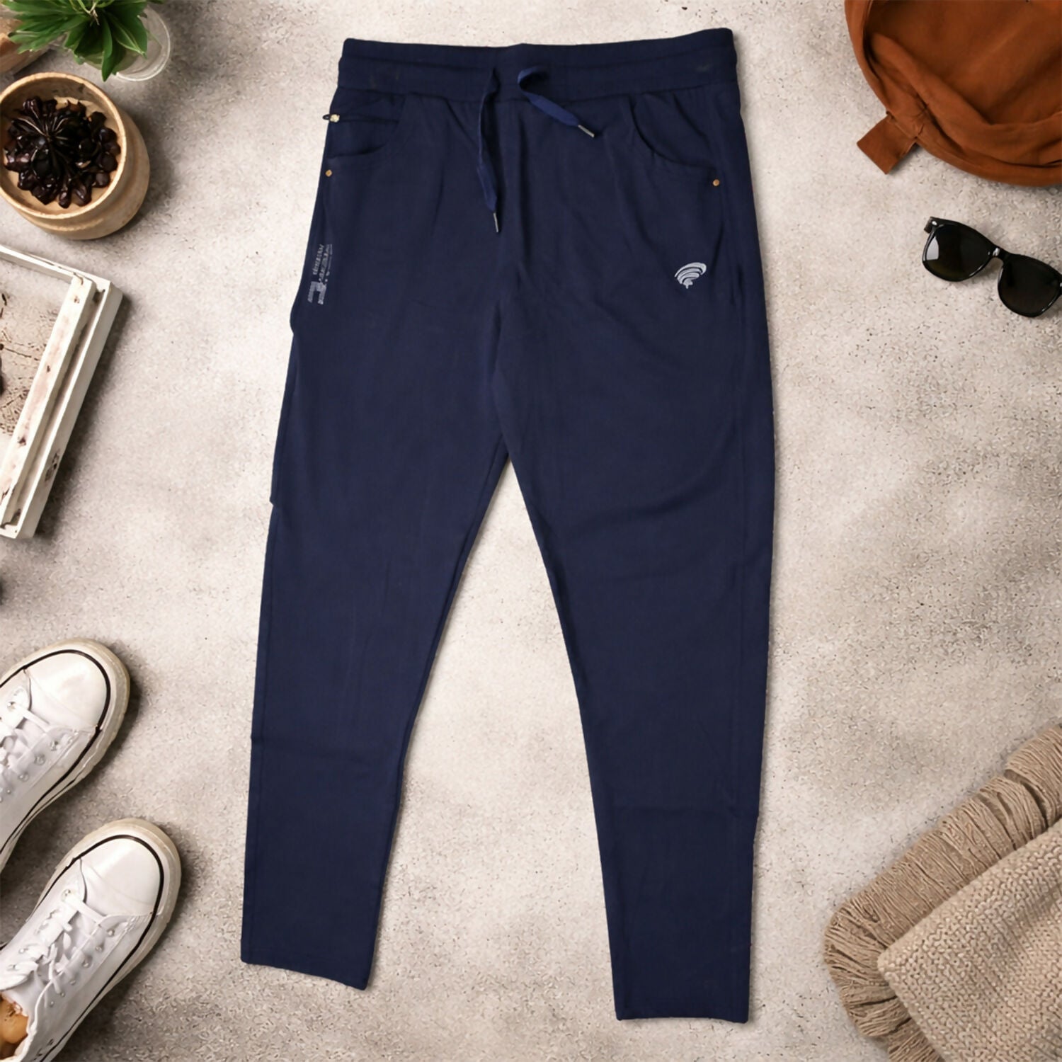 Men’s Stretchable Track Pants with Drawstring Waist & Zipper Pocket Lower