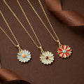 Daisy Flower Gold Pendant Necklace – Vibrant Enamel Design for Everyday Wear