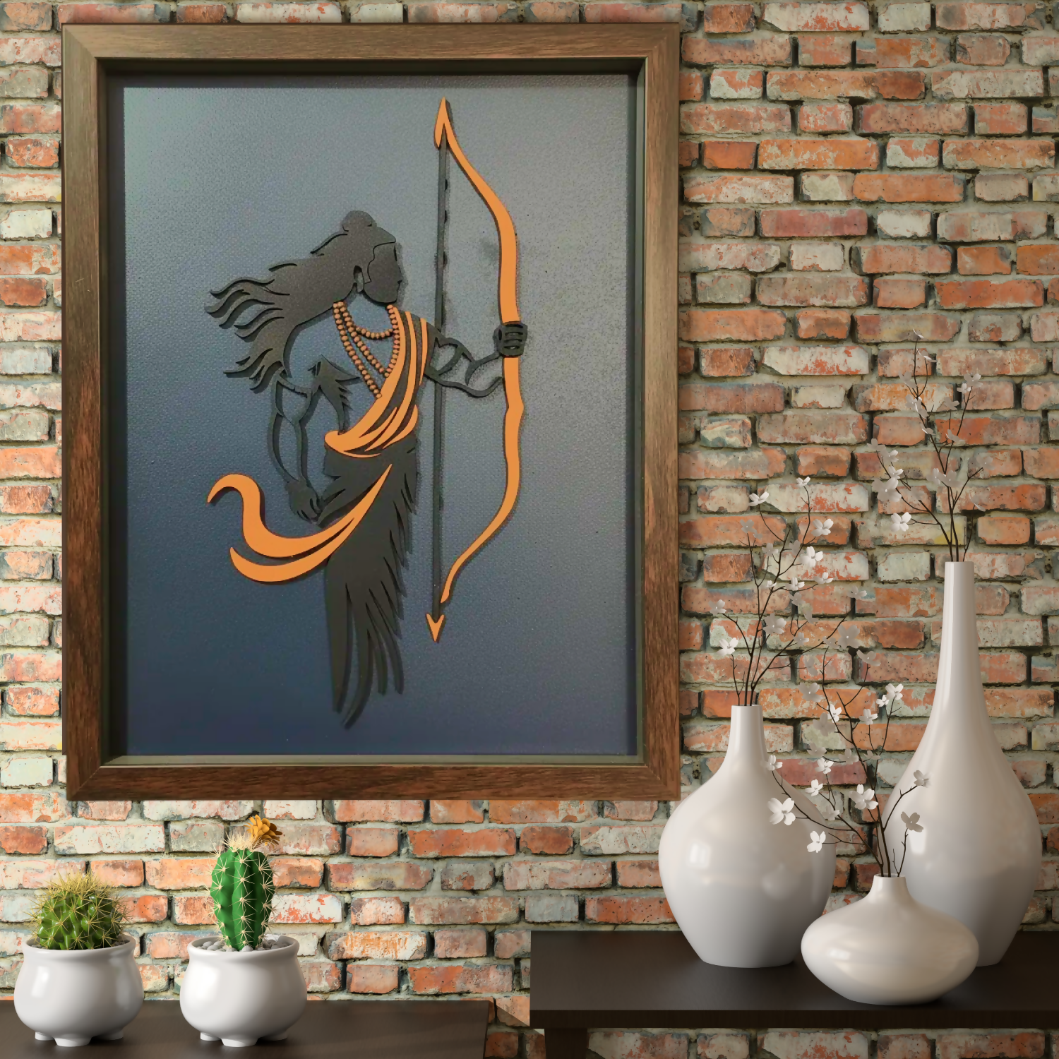 Handcrafted Multi-Layer Wooden Lord Ram Wall Art – 3D Laser Cut Shri Ram Divine Frame