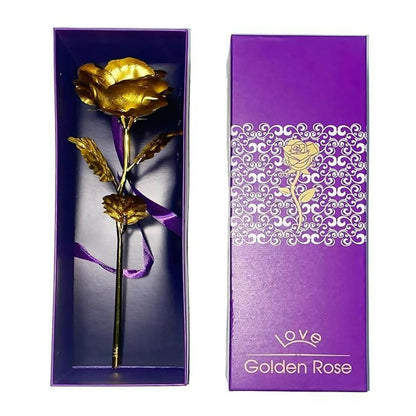 24K Gold Foil Rose with Luxury Gift Box | Artificial Golden Rose for Love, Anniversary, Birthday, Valentine’s Day, Special Occasions | Long-Lasting Romantic Gift for Girlfriend, Wife, Women & Decoration
