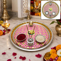 Decorative Pooja Thali Set with Bowls, Diya & Incense Holder for Puja and Festivals
