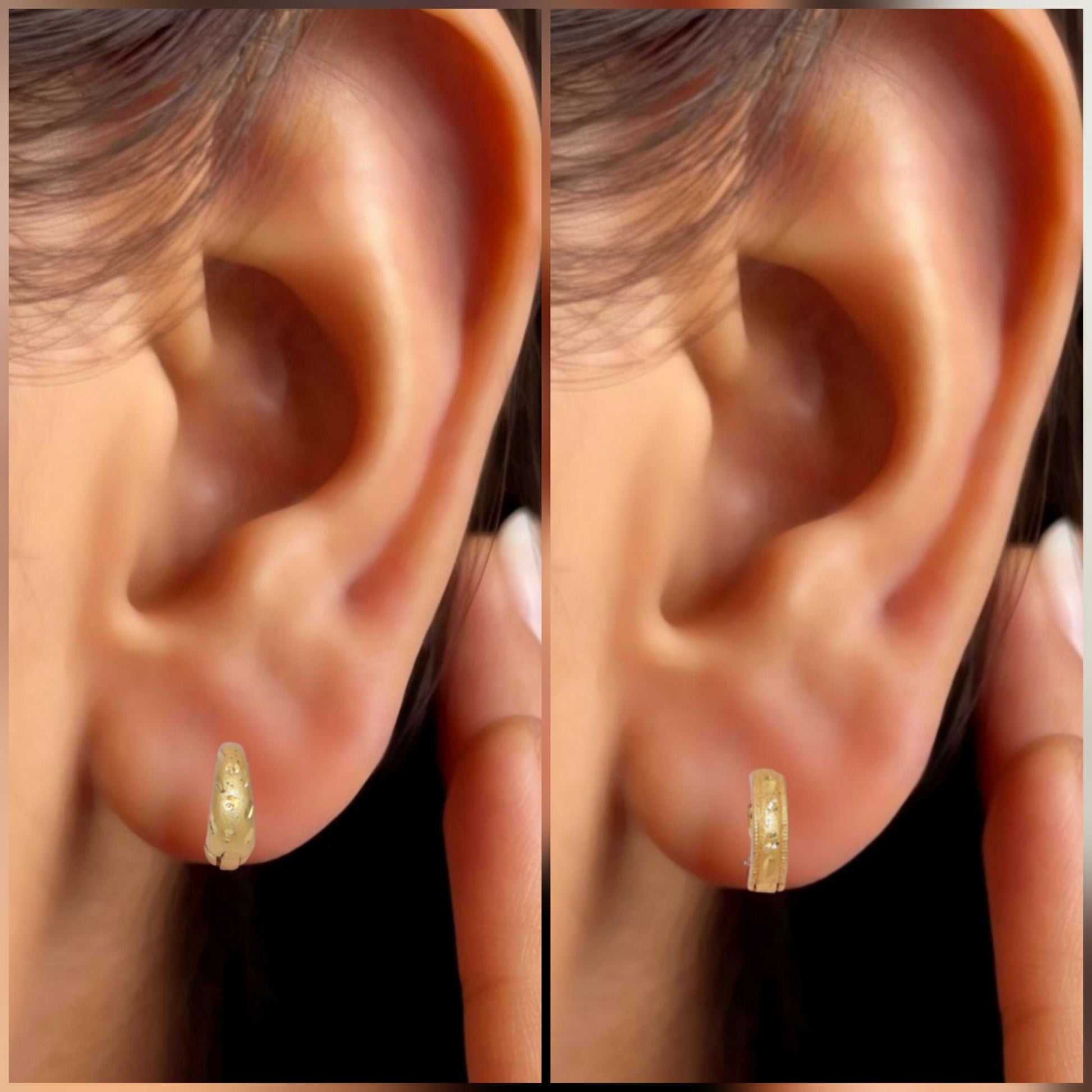 Mini Gold Huggie Hoop Earrings kan ki bali with AD bali combo pack of 2