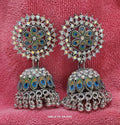 Silver Peacock Jhumka Earrings – Elegant Ethnic Design