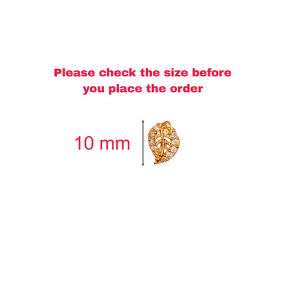 Gold-Plated Leaf Stud Earrings with AD | Nature-Inspired Jewelry for women & girls