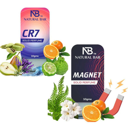 Natural Bar Cr7 And Magnet Solid Perfume combo| Alcohol Free Cologne for Men & Women | Strong & Lasting Fragrance | Gifting Set for Him & Her