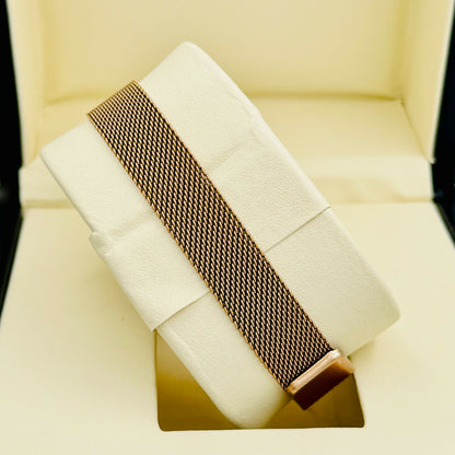 Gold Square Analog Watch with Mesh Strap