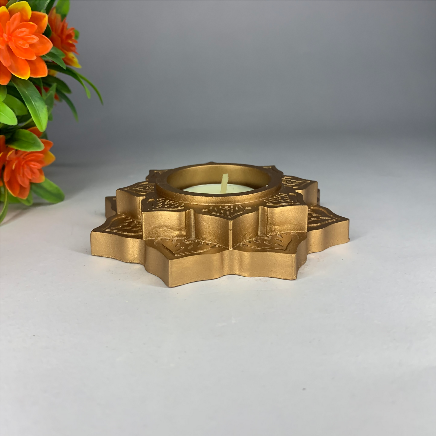 Lotus Diya gold tealight candle Elegant Home Decor Handmade