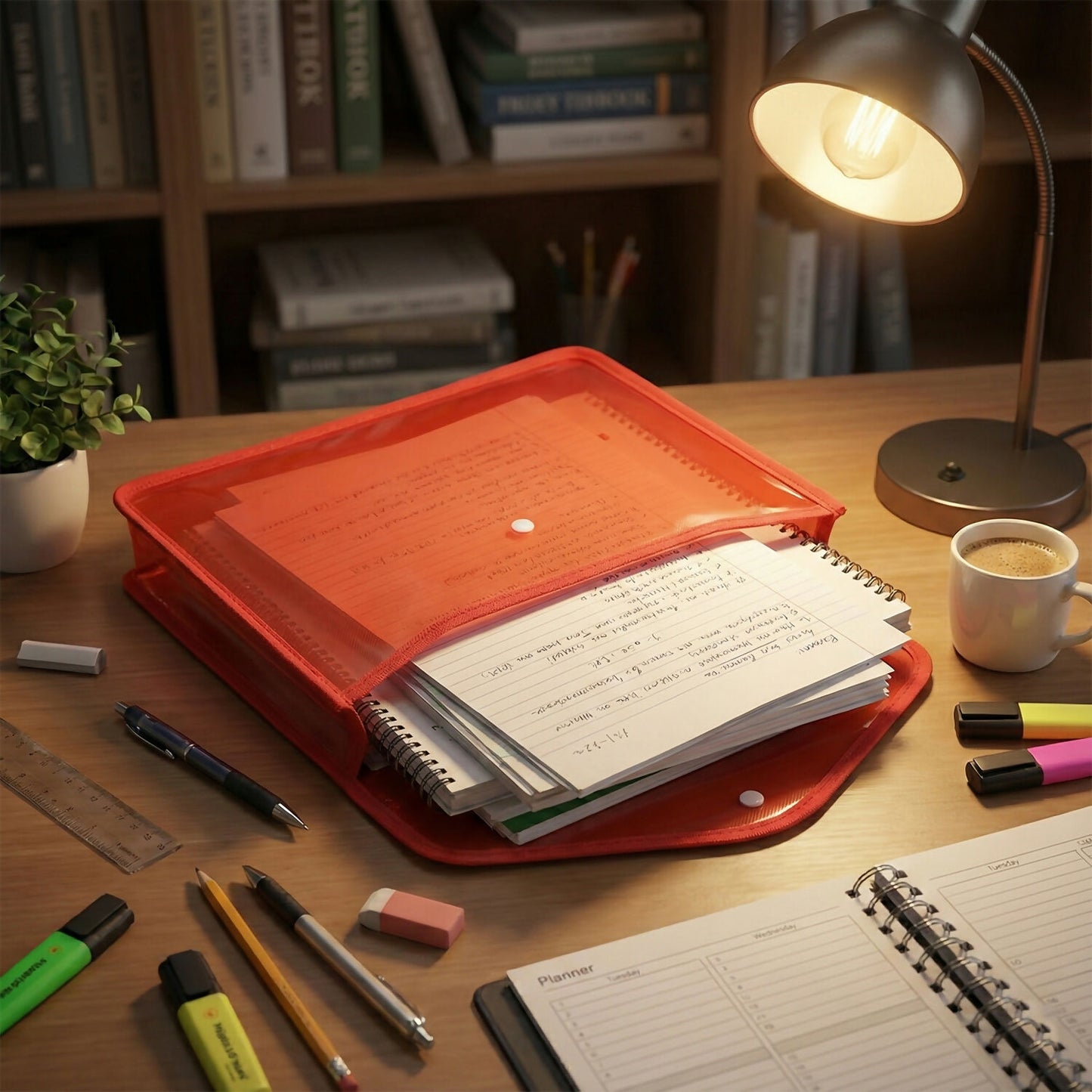 Double Pocket Document File Folder with Button Closure for Office, School Mix Colour