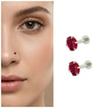 Ruby Red Crystal Labret Stud – Silver Plated Combo Pack of 2