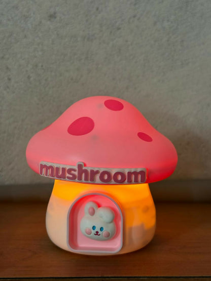 Pink Mushroom Study Table Lamp with Pencil Sharpener & USB Charging