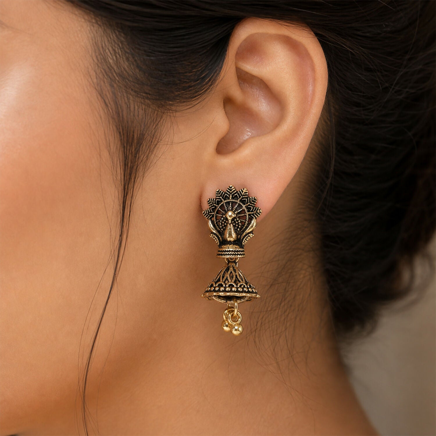 12 Pair Oxidised Floral Leaf Jhumka Earrings Set for Women