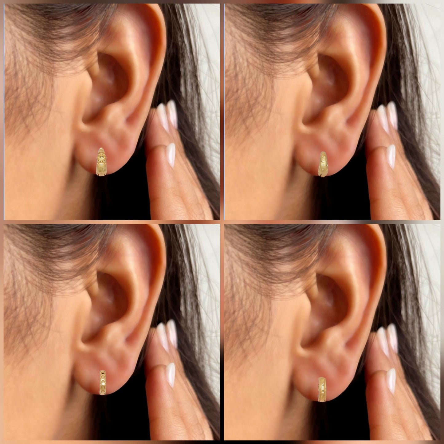 Gold AD bali Huggie Hoop Earrings kan ki bali for women and girls Combo Pack of 4