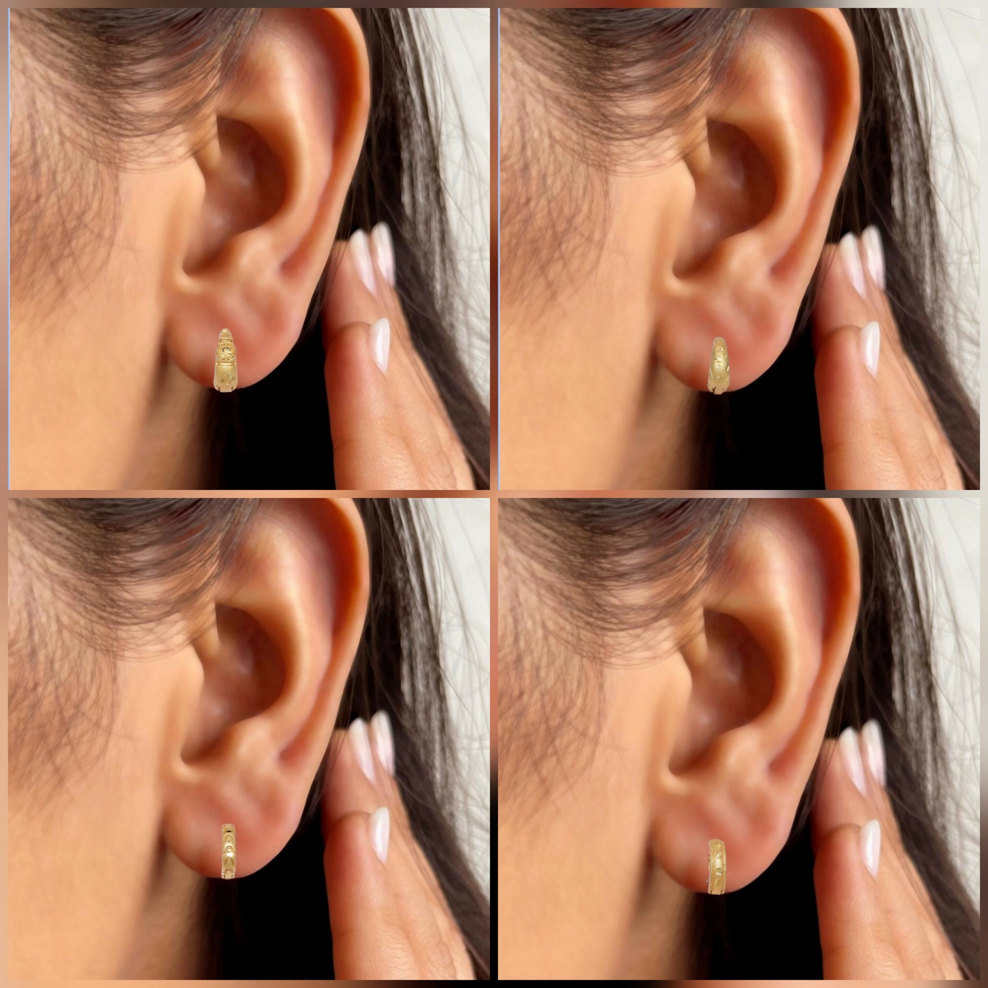 Gold AD bali Huggie Hoop Earrings kan ki bali for women and girls Combo Pack of 4