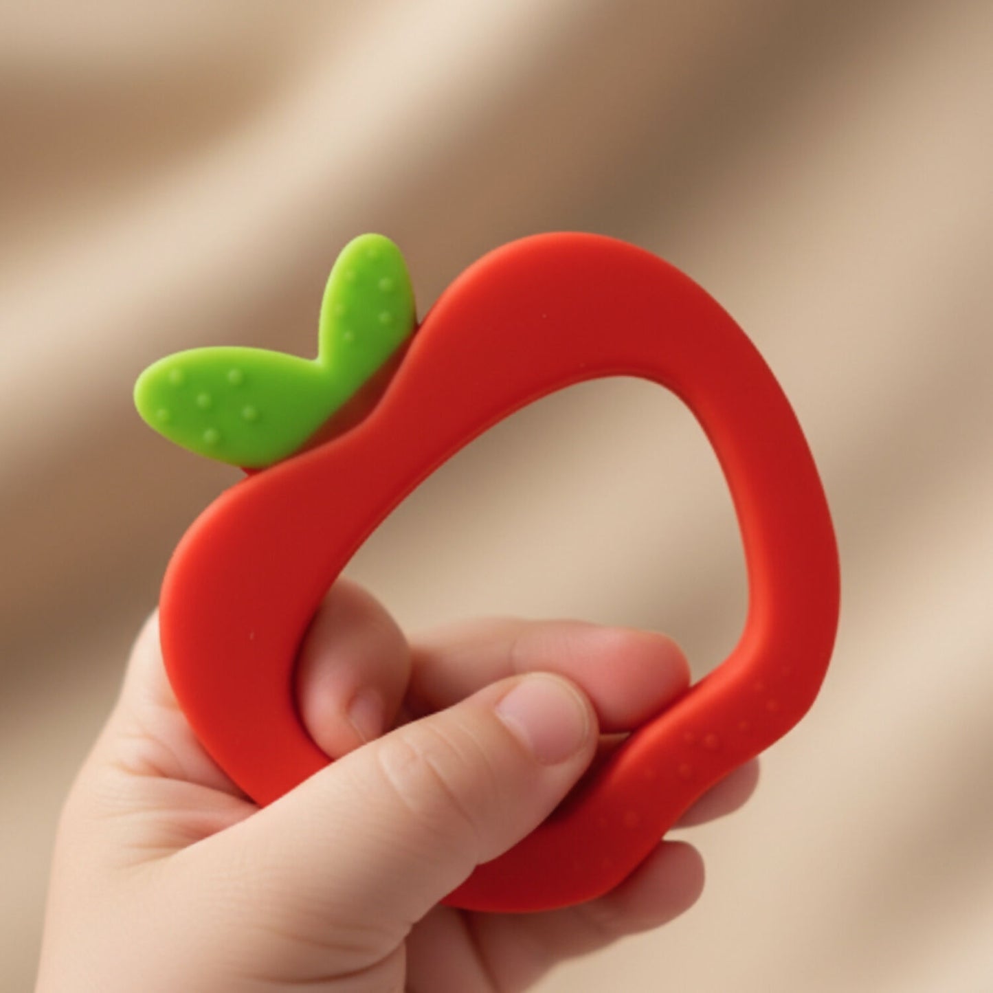 Apple shaped silicone baby teether