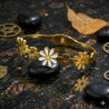 Eternal Bloom Botanical Kada Bracelet – Elegant Gold-Tone Design