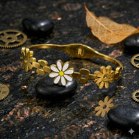 Eternal Bloom Gold-Tone Botanical Kada Bracelet for Women