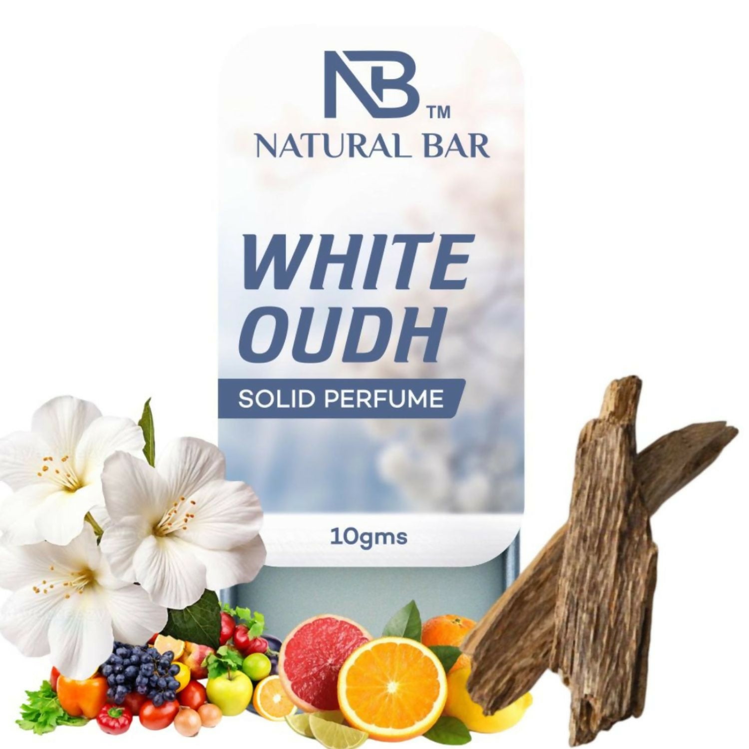 White Oudh Solid Perfume packaging and container