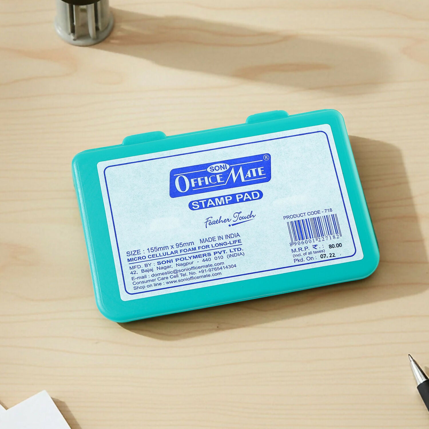 OfficeMate Green Feather Touch Stamp Pad for Office And School Use (155x95 mm)