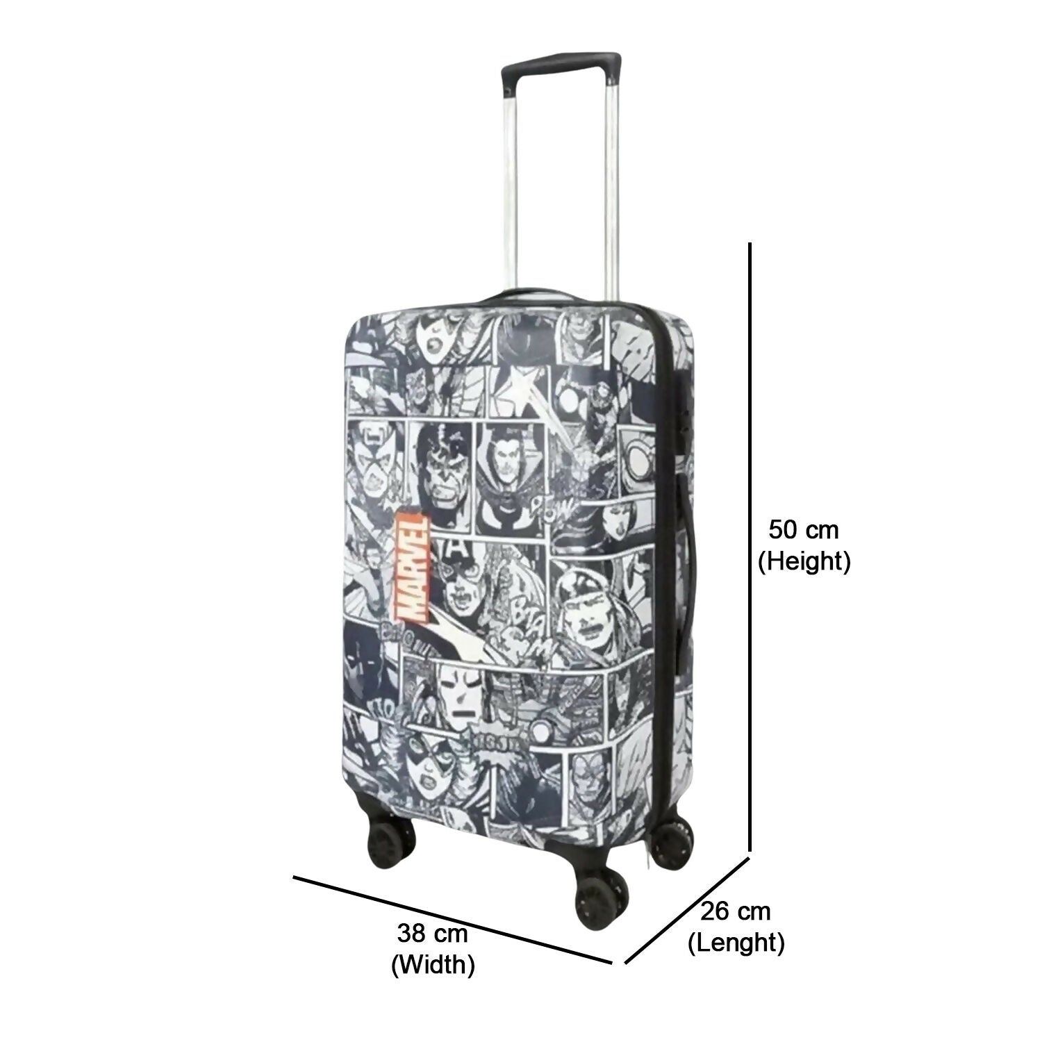 Novex Marvel Avenger Squre Kids Polycarbonate Trolley Bags for Travel Luggage with 4 Wheel (Black, 18 Inch)