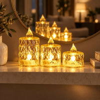 3 Piece Flameless LED Crystal Candle Light Set for Home Decor