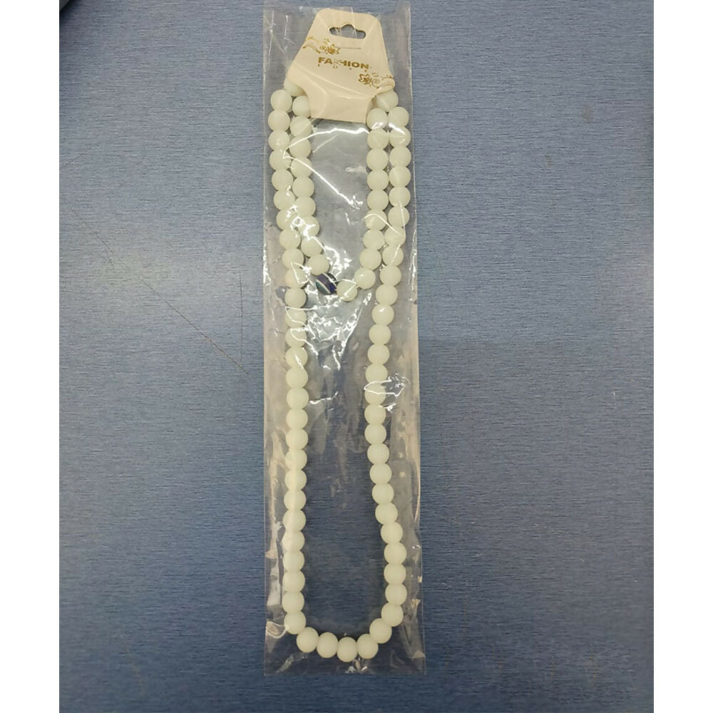 White Beads Necklace & Evil Eye Bracelet Combo