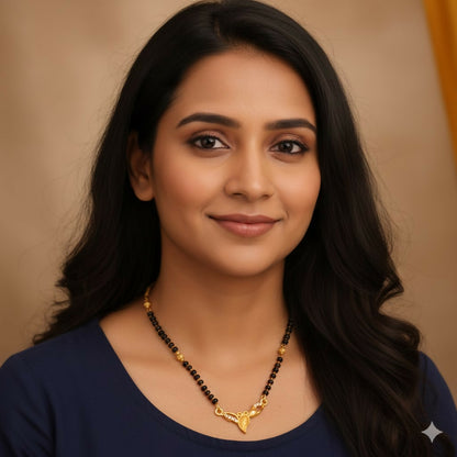 Gold Plated AD Leaf Pendant Mangalsutra for Women