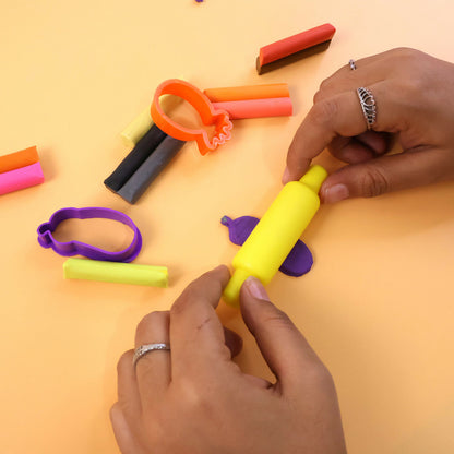 NARA Kids Creative Modelling Clay Set 24 Colors with Moulds & Roller Educational DIY Art & Craft Play Dough Kit (100Gm)