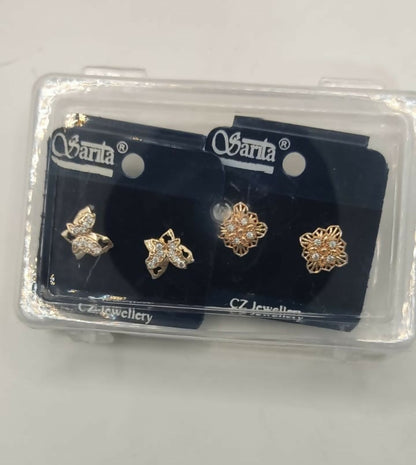 Rose Gold Butterfly & Filigree Square Stud Earrings Set for women and girls Combo Pack of 2