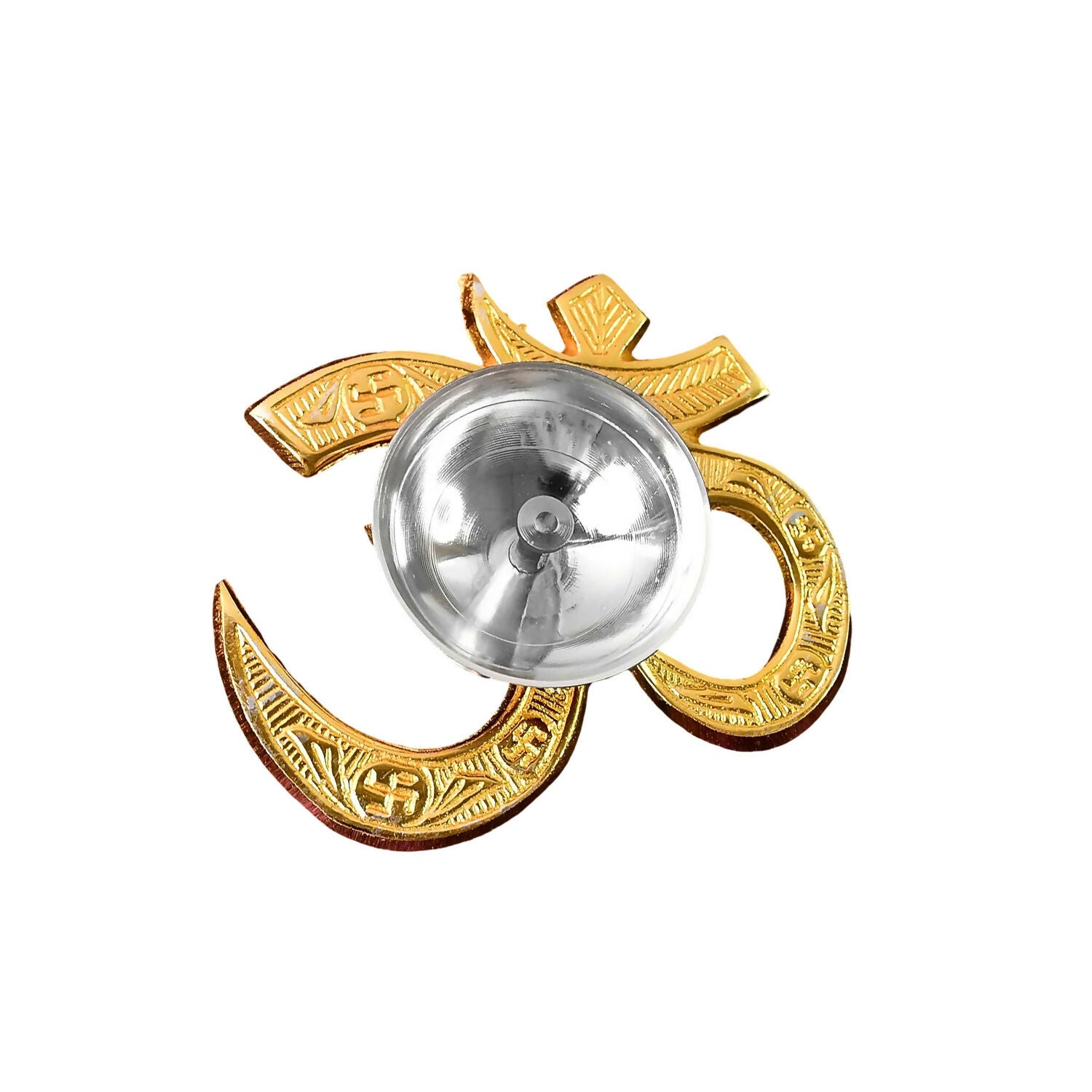 Golden OM Symbol Diya Holder for Pooja and Festival Decoration
