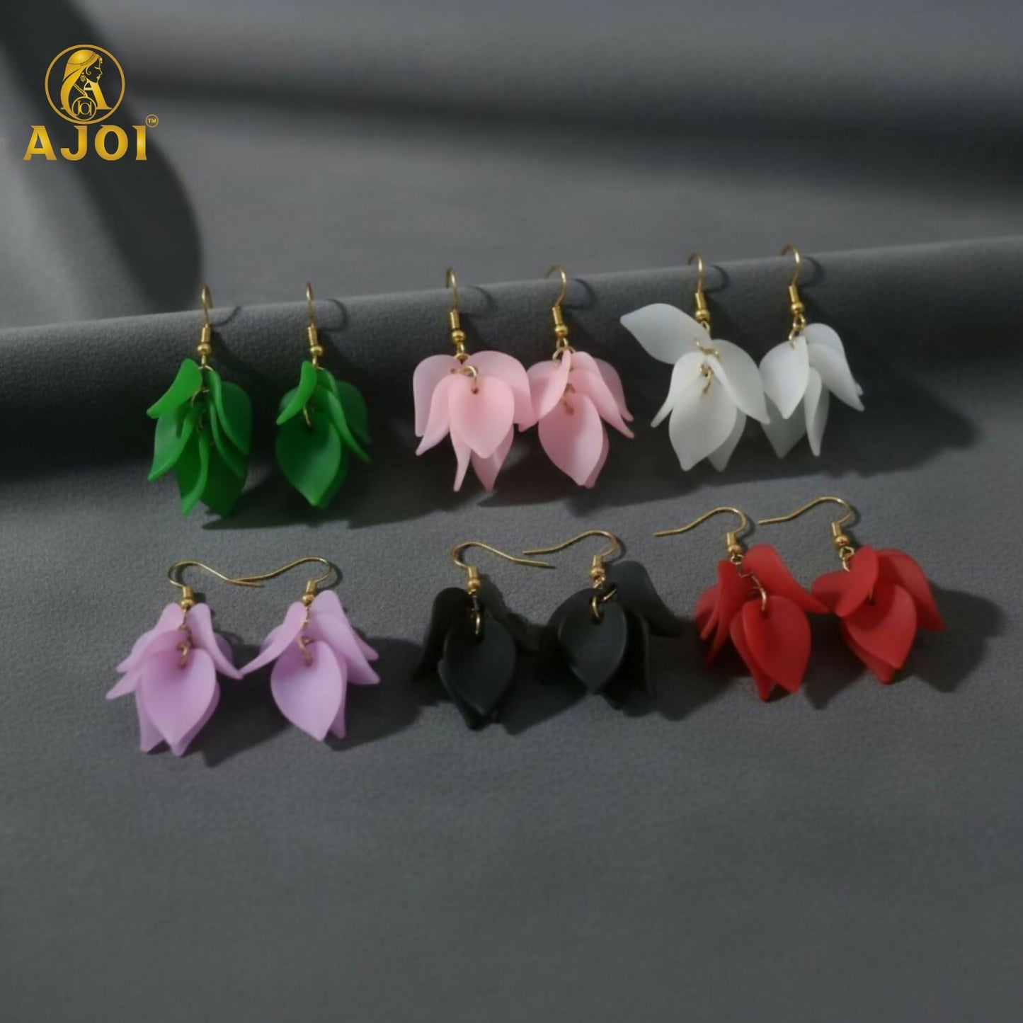 Luxury Multi-Petal Floral Drop Kati Earrings | Handcrafted Matte Finish Statement Earrings in Elegant Pastel & Bold Shades.