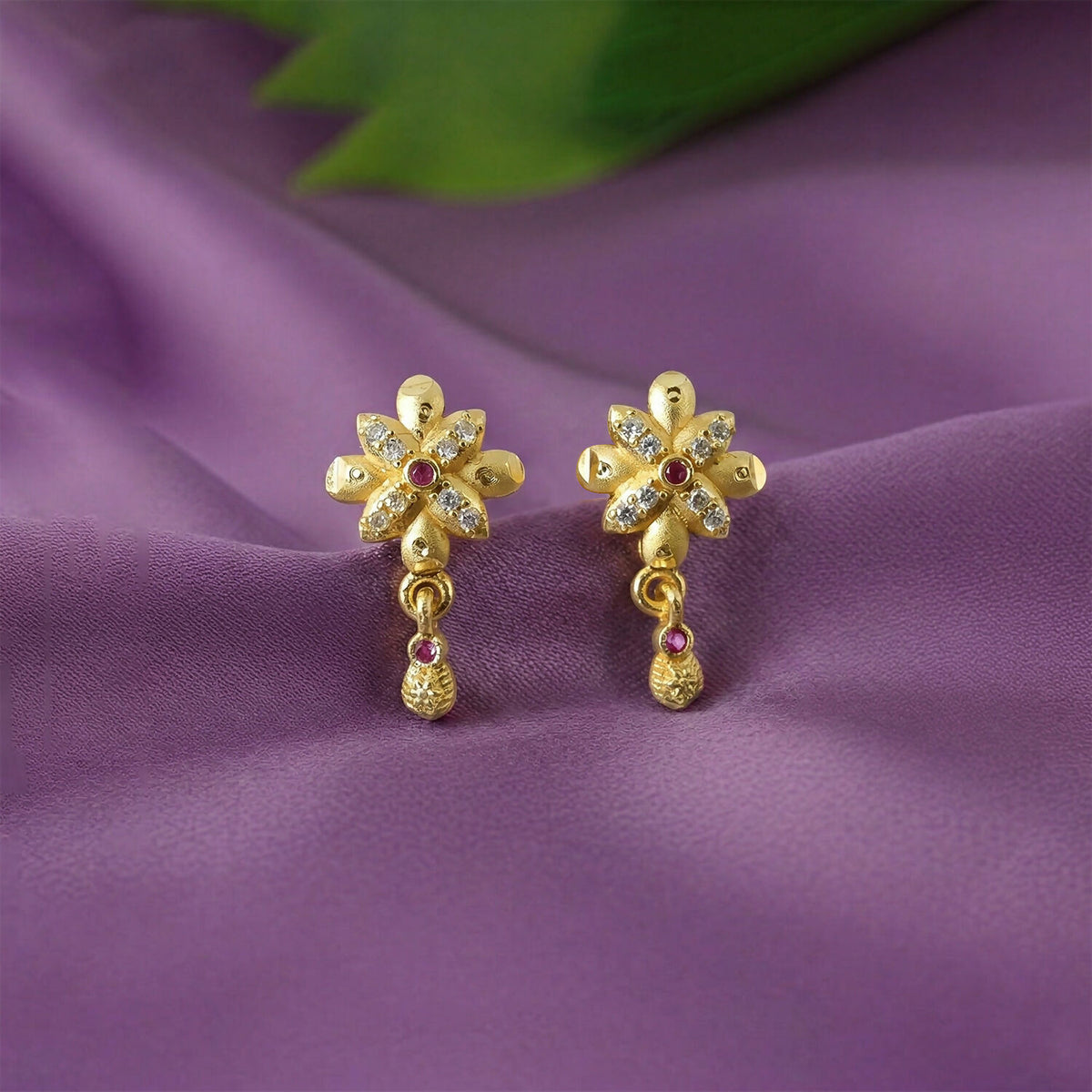 Stylish floral drop earrings ideal for daily wear and celebrations.