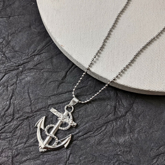 Trendy Ship Anchor Pendant Chain for Men Stylish Nautical Necklace