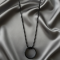 Black Round Pendant Necklace for Men – Elegant Bold Style
