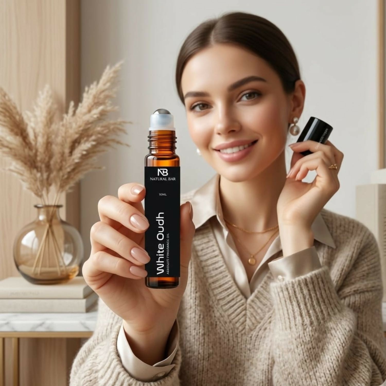 White Oud perfume oil roll-on in a compact, travel-friendly size