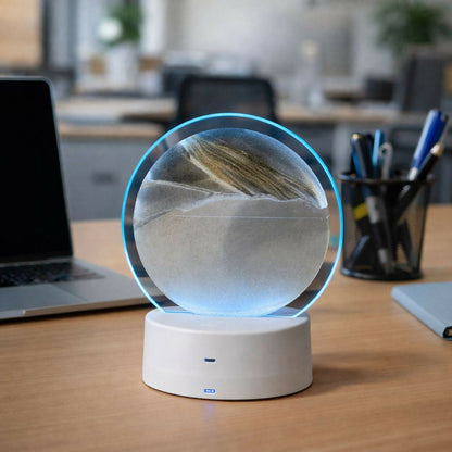 LED Round Static Black & White Sand Art Lamp | Ambient Decorative Night Light