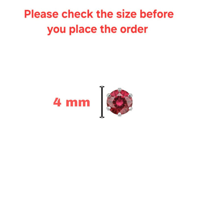 Rose gold plated nosepin studs adorned with ruby red cubic zirconia stones set of four