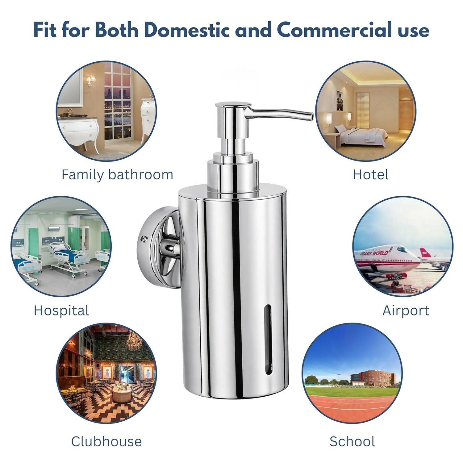 Stainless Steel Wall-Mounted Liquid Soap Dispenser for Bathroom & Kitchen