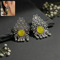 Oxidized Silver Filigree Earrings – Traditional & Vibrant Style