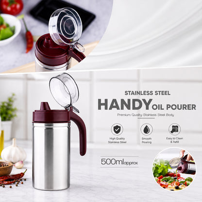 Stainless Steel Oil Dispenser – 500ml Anti-Drip
