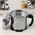 Oil Strainer Pot – Stainless Steel with Lid & Fine Mesh Filter