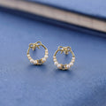 Bow Pearl Hoop Earrings – Gold Plated Korean Style Jewelry