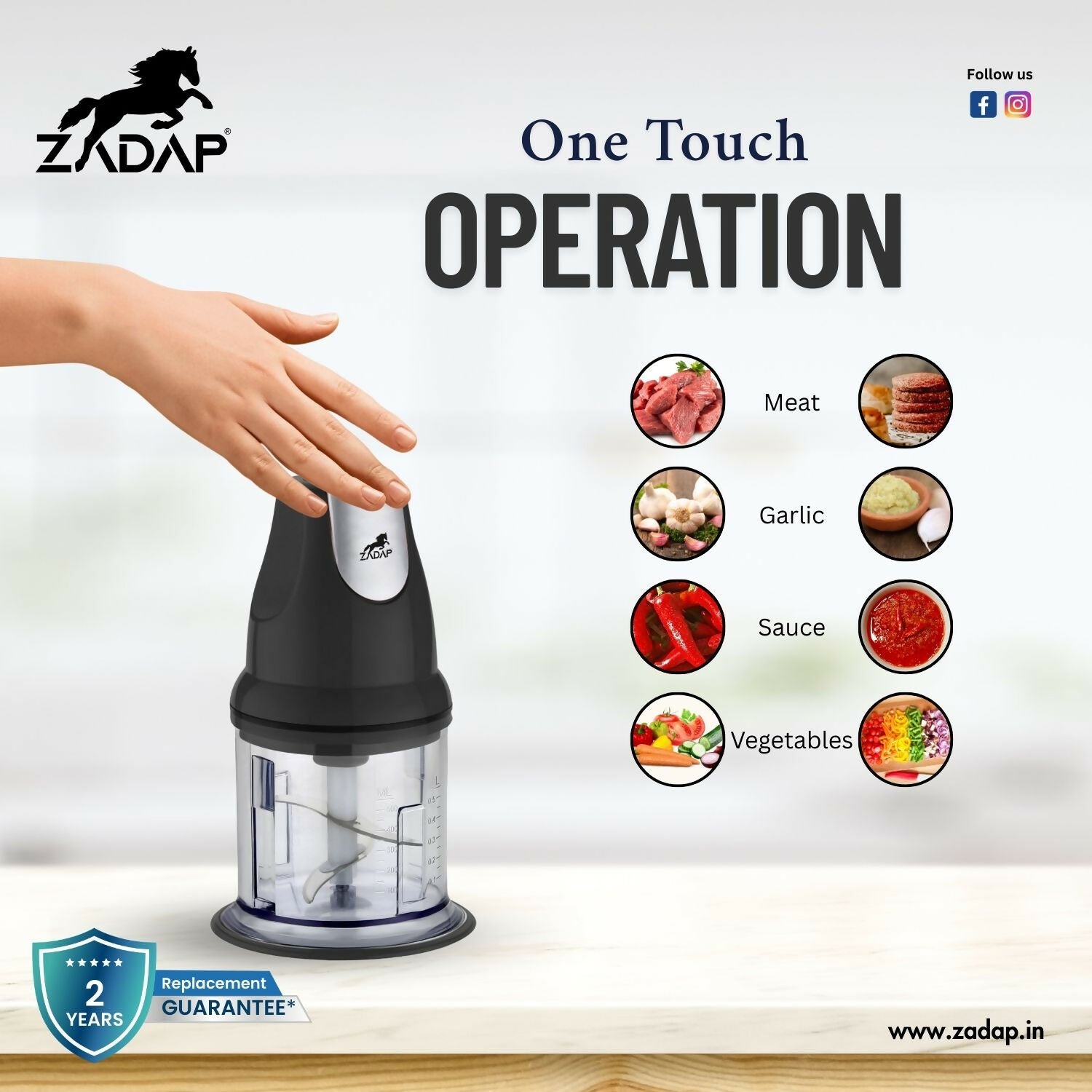 ZADAP Electric Food Chopper stainless steel blades close-up