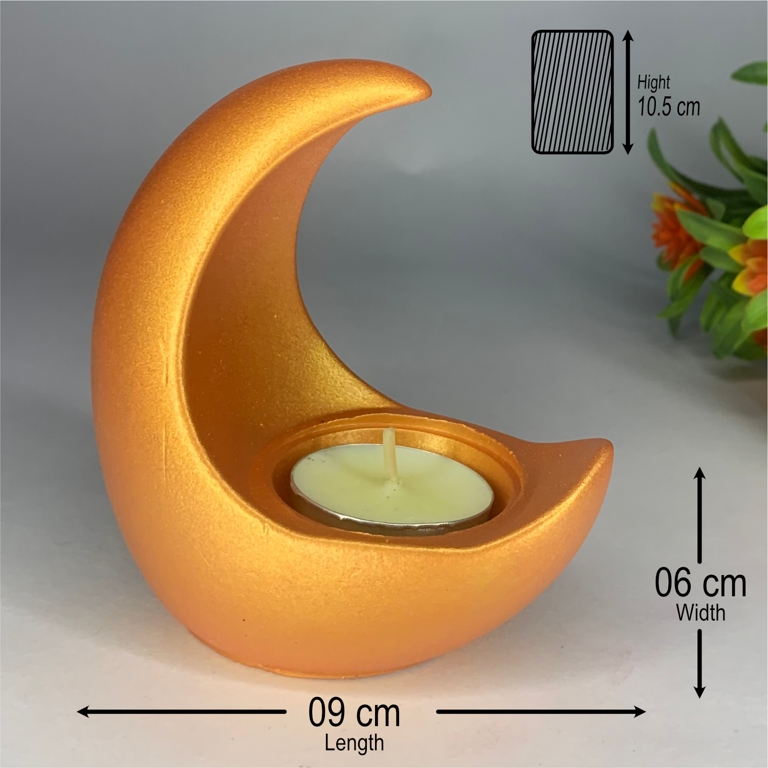 Handmade Moon Diya Tealight Holder – Rose Gold | Decorative Candle Holder for Diwali, Pooja & Home Décor | Unique Gift Item