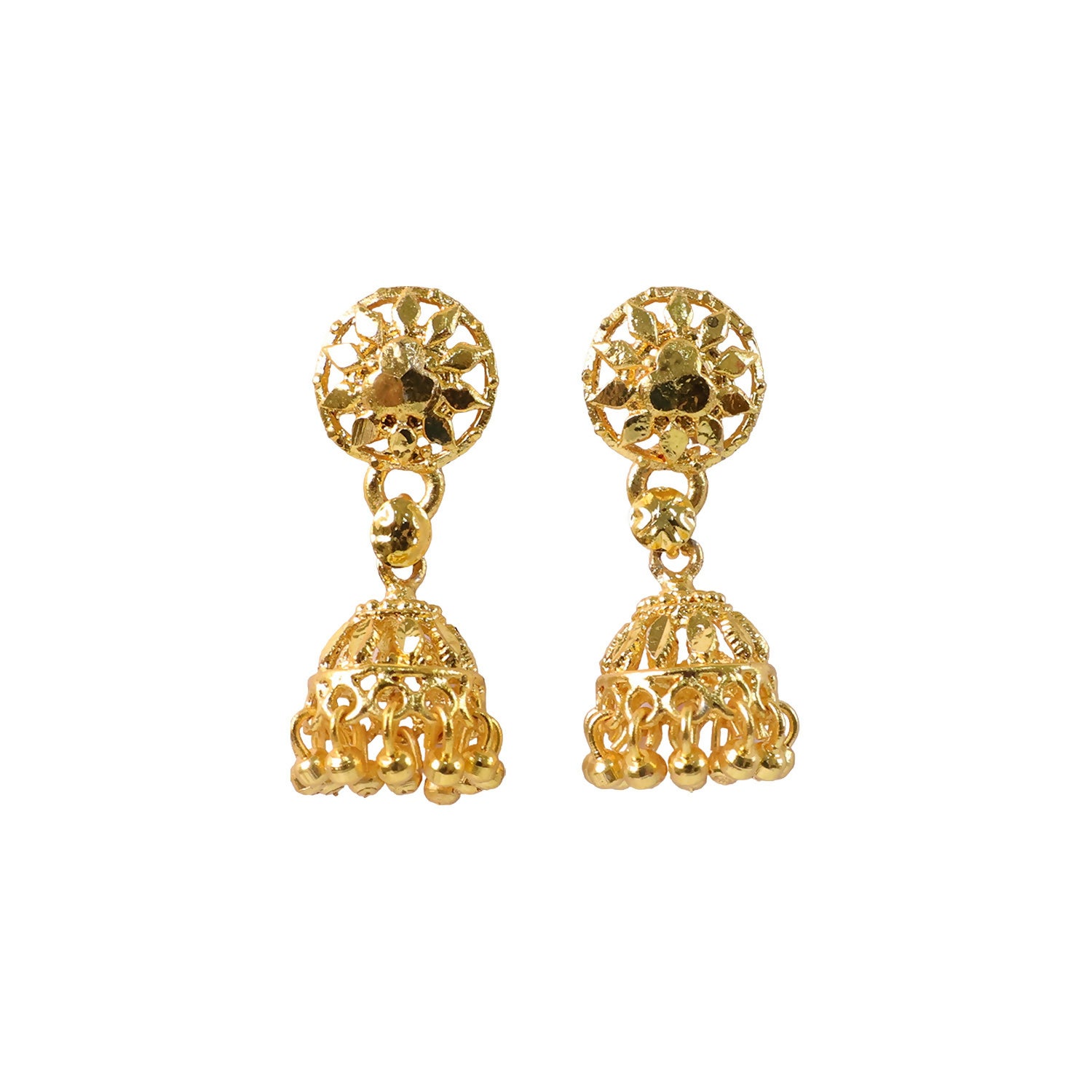 Copy of Elegant Gold Plated Floral Jhumka Earrings for Women Traditional Festive Wear