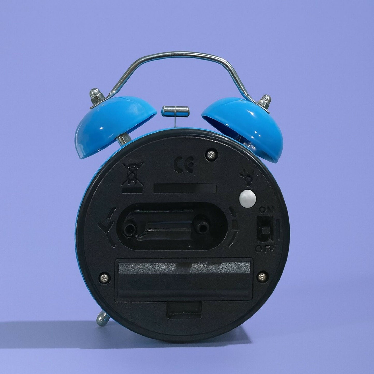 Vintage Blue Twin Bell Alarm Clock for Bedside, Loud Ringing Clock for Home