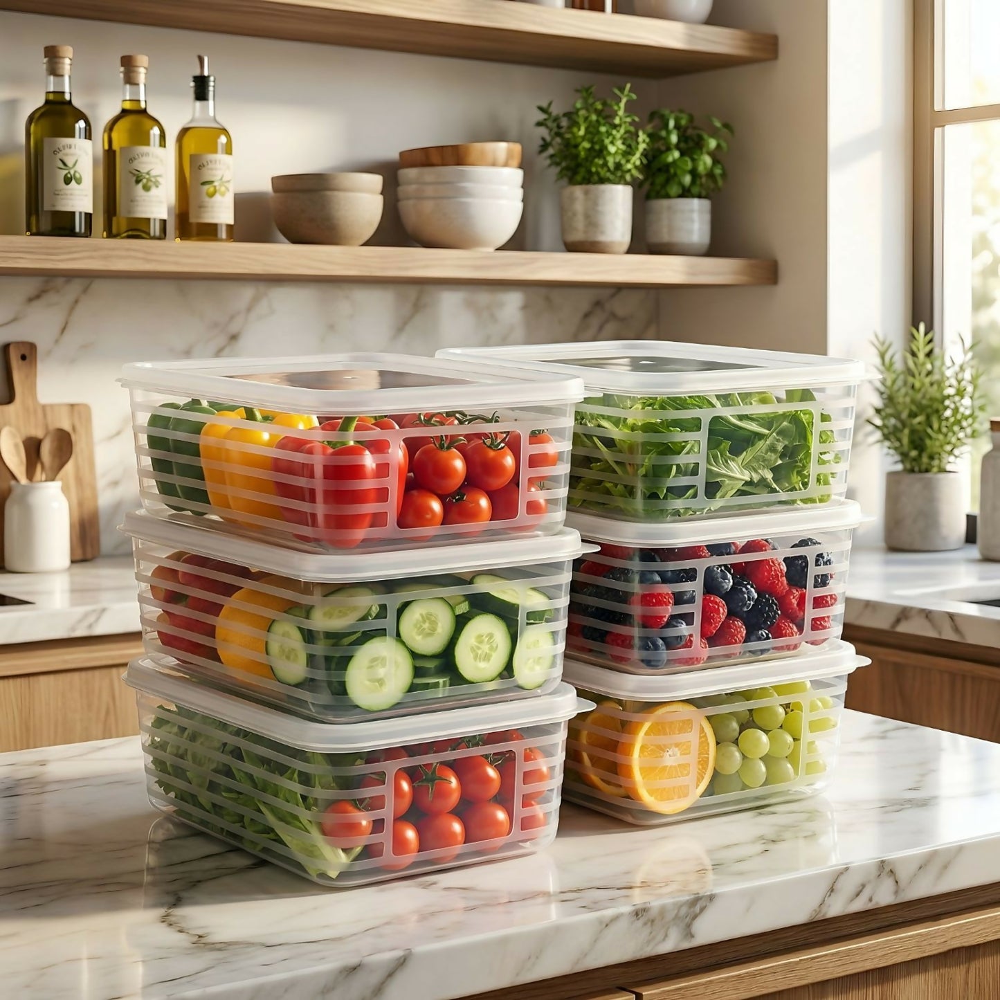 Set of 3 Cuisine airtight food storage containers, 3500ml each