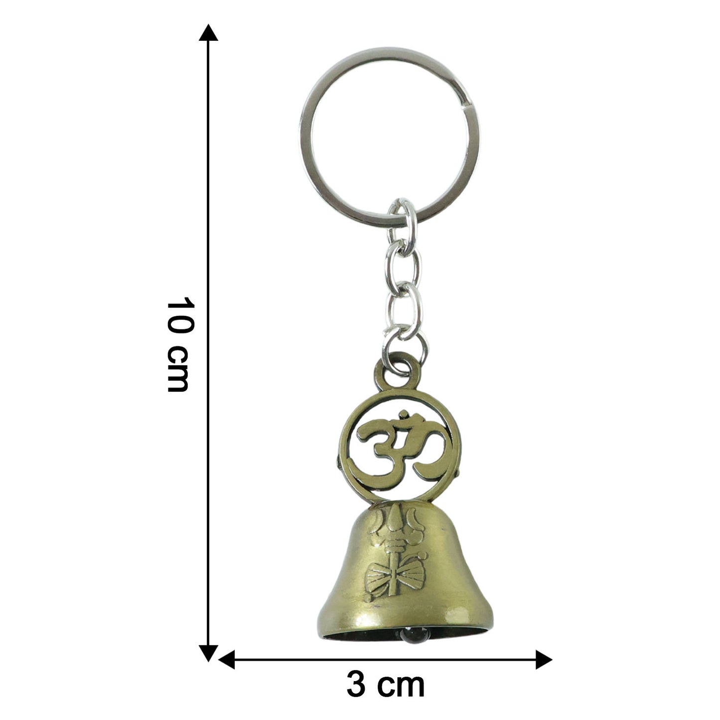 Dimensions and size measurements of the Om temple bell keychain